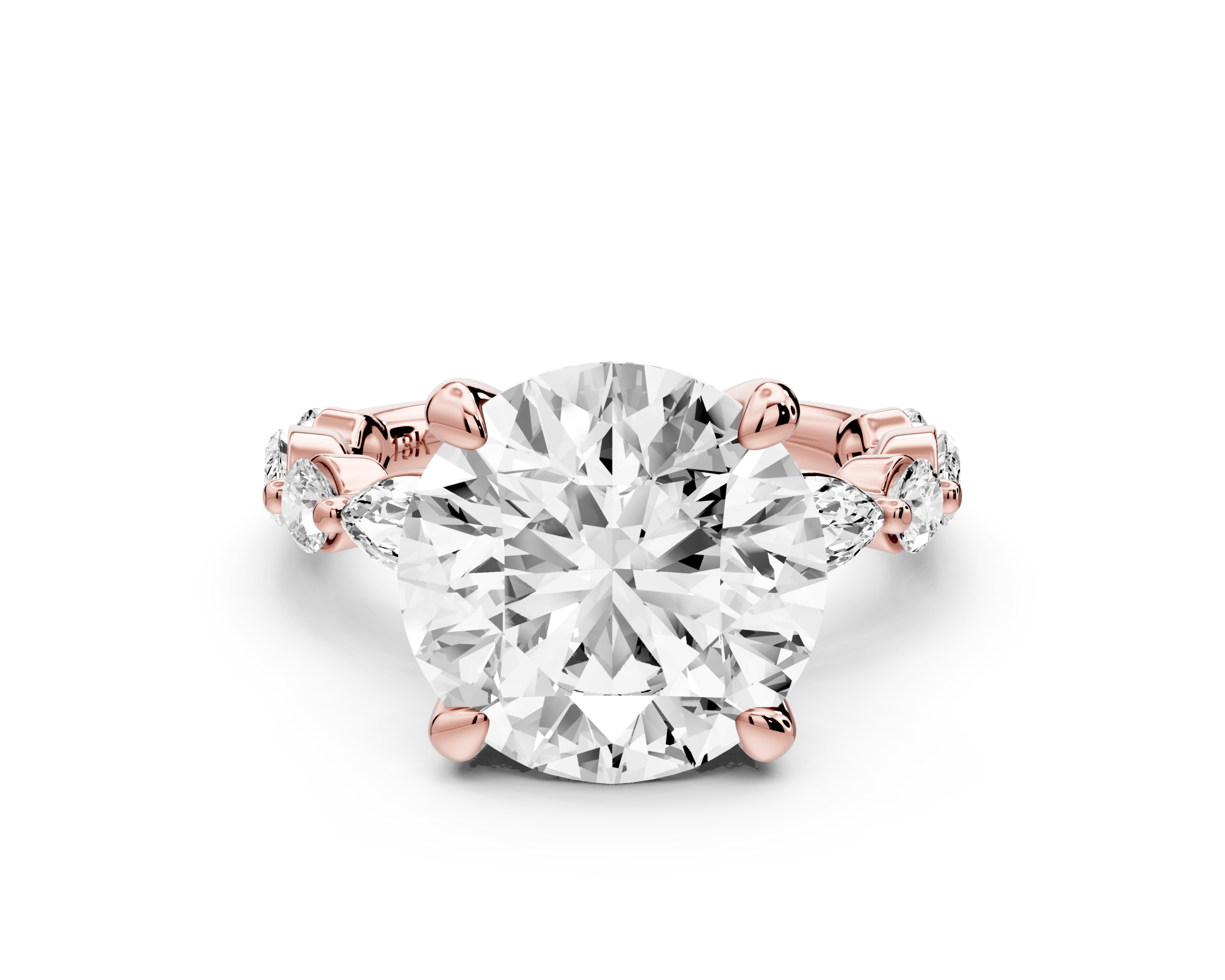 Round Cut Diamond Engagement Ring with Side Stones ( AJ107R) - Mr. Alex Jewelry