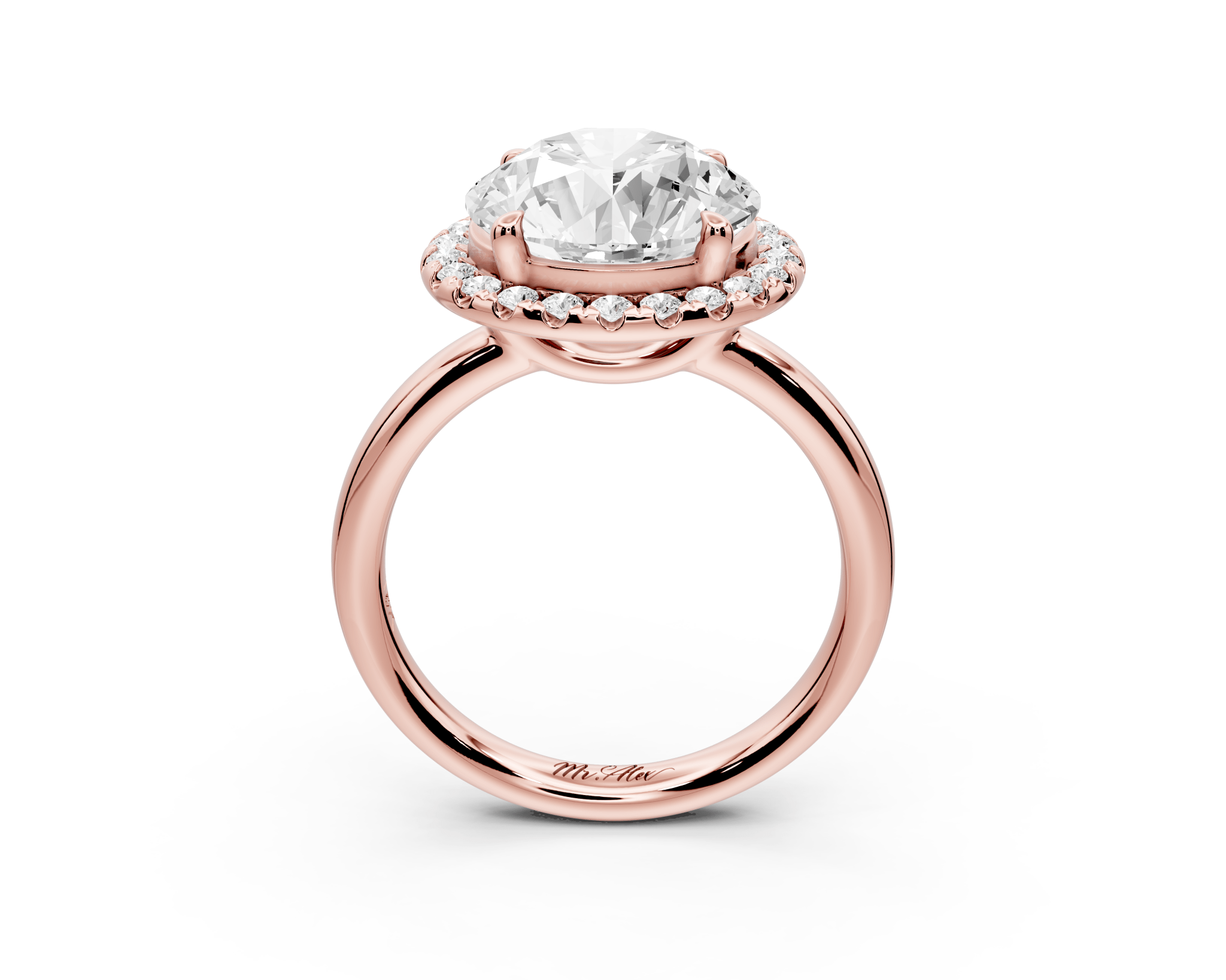 Round Cut Diamond Halo Engagement Ring (AJ104R) - Mr. Alex Jewelry