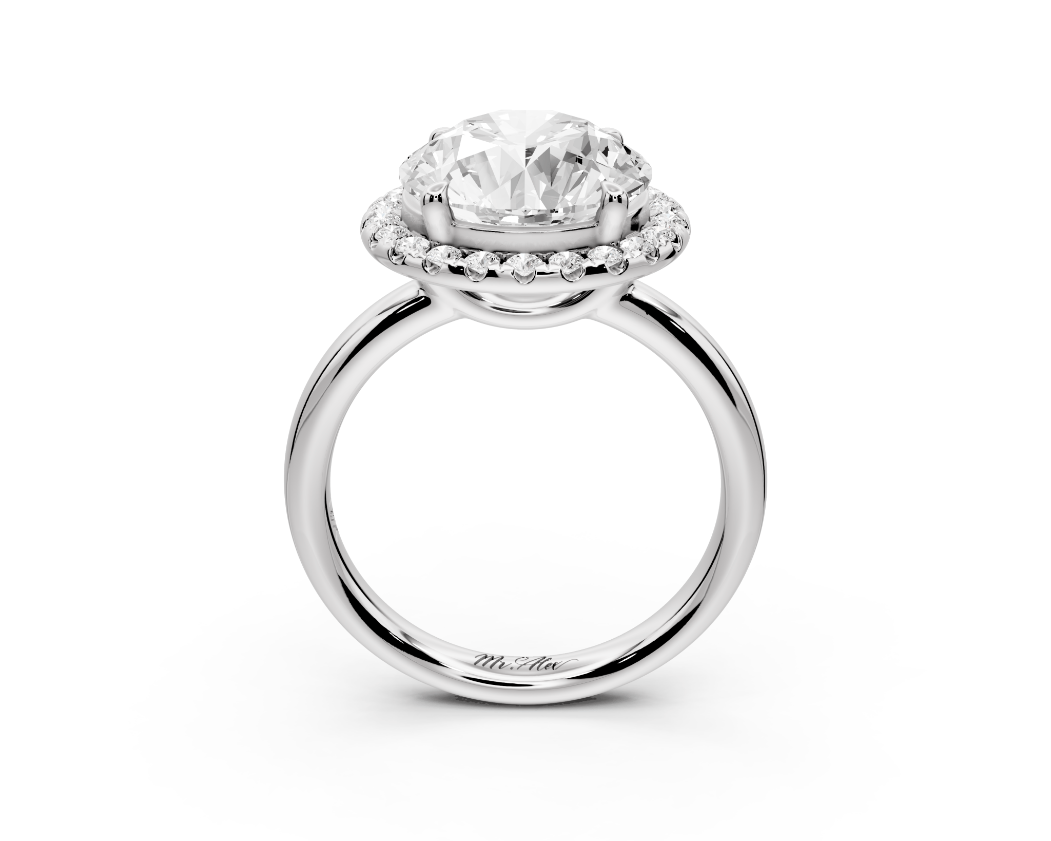 Round Cut Diamond Halo Engagement Ring (AJ104R) - Mr. Alex Jewelry
