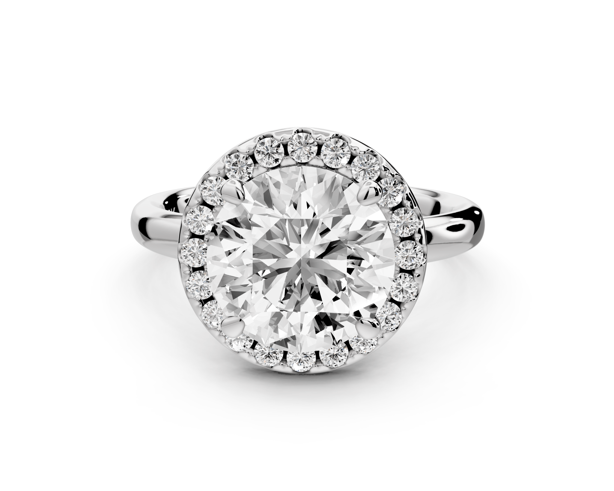 Round Cut Diamond Halo Engagement Ring (AJ104R) - Mr. Alex Jewelry