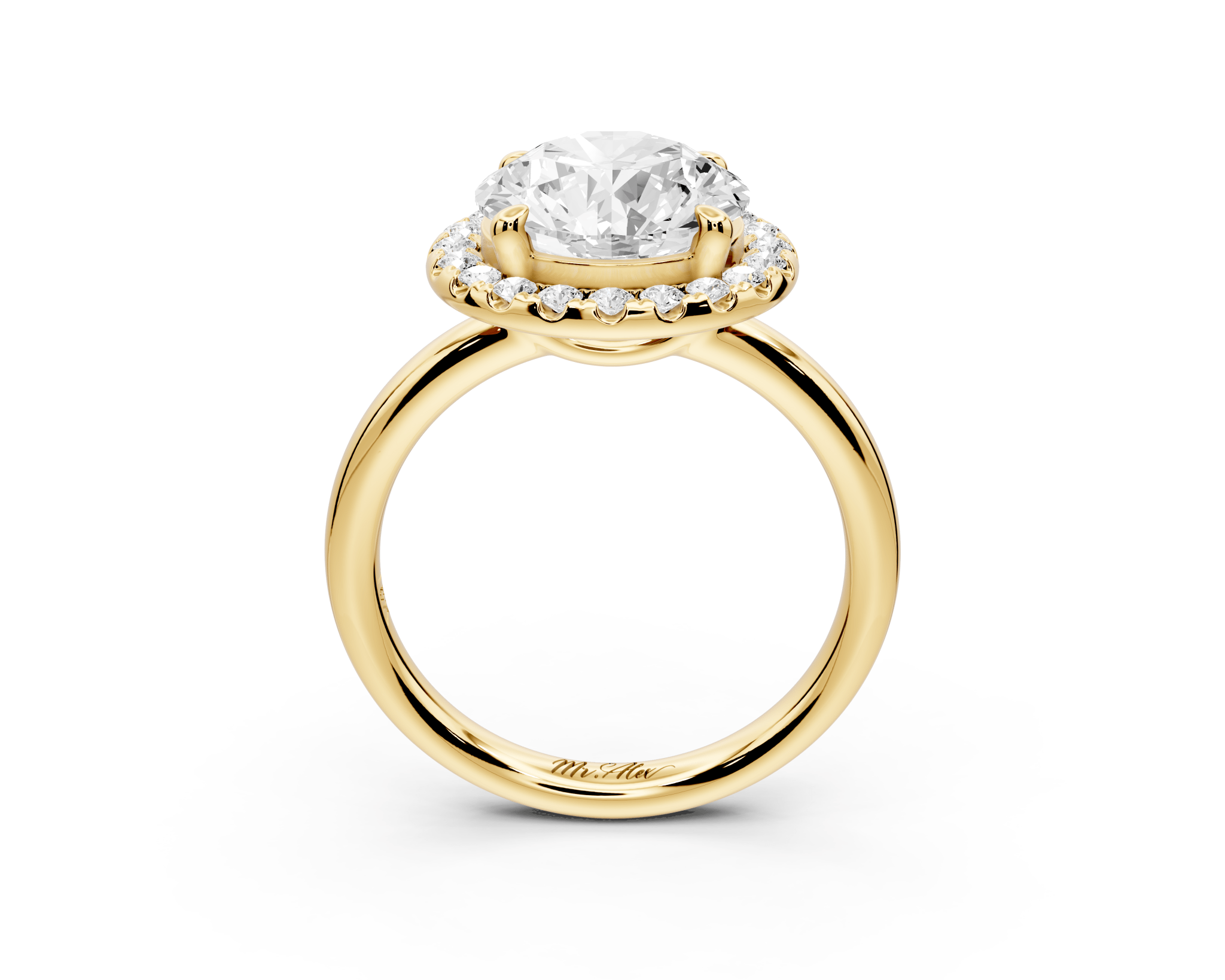 Round Cut Diamond Halo Engagement Ring (AJ104R) - Mr. Alex Jewelry