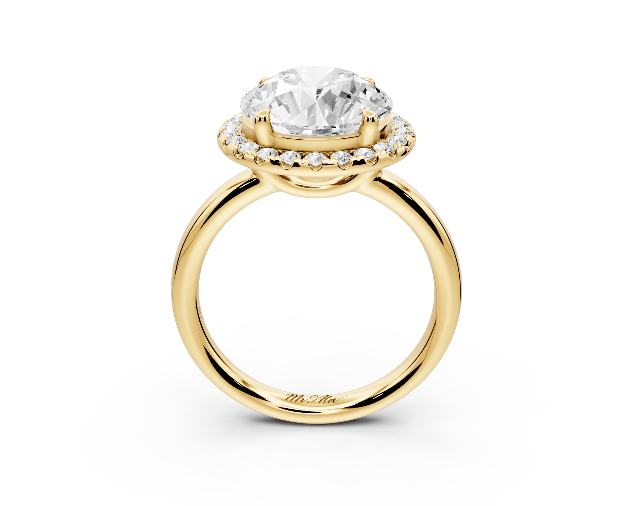Round Cut Diamond Halo Engagement Ring (AJ104R) - Mr. Alex Jewelry