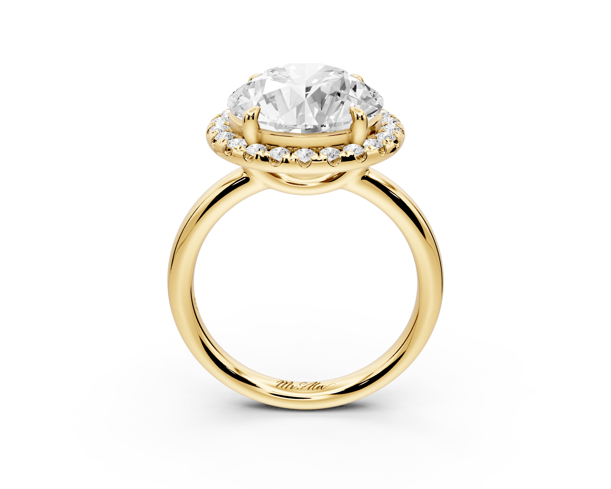 Round Cut Diamond Halo Engagement Ring (AJ104R) - Mr. Alex Jewelry