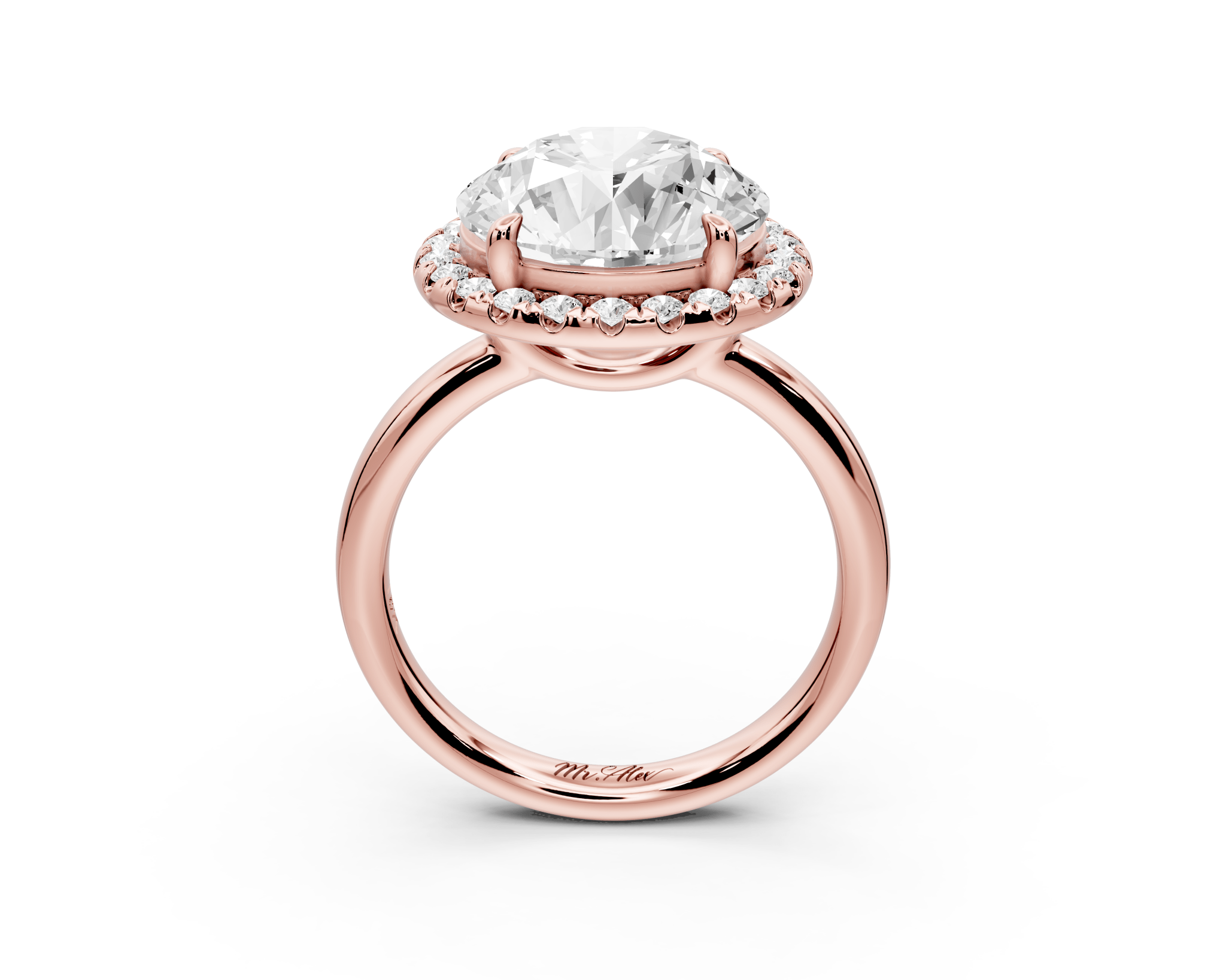 Round Cut Diamond Halo Engagement Ring (AJ104R) - Mr. Alex Jewelry