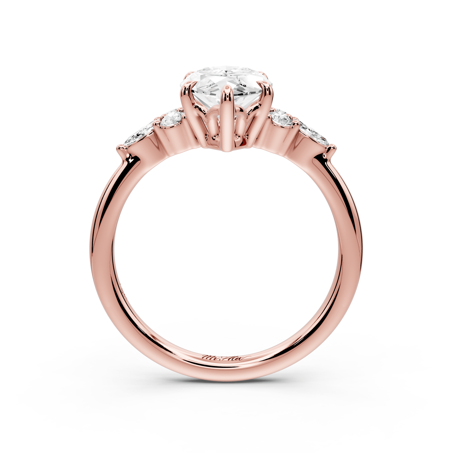 Sandi - 2ct 14k rose gold Marquise Floral Cluster Side-Stone Engagement Ring with Plain Band - Mr. Alex Jewelry