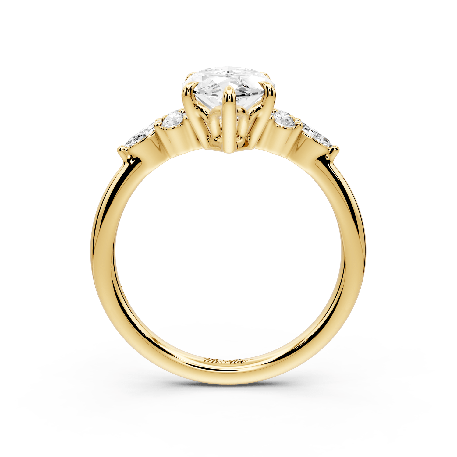 Sandi - 2ct 14k yellow gold Marquise Floral Cluster Side-Stone Engagement Ring with Plain Band - Mr. Alex Jewelry