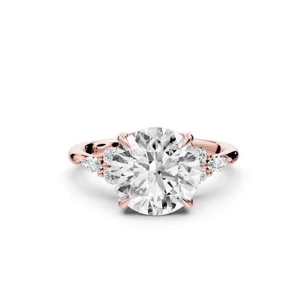 Sandi - 3ct 14k rose gold Round Floral Cluster Side-Stone Engagement Ring with Plain Band - Mr. Alex Jewelry
