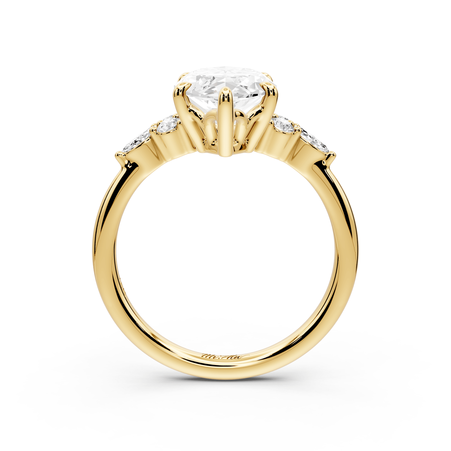 Sandi - 3ct 14k yellow gold Marquise Floral Cluster Side-Stone Engagement Ring with Plain Band - Mr. Alex Jewelry