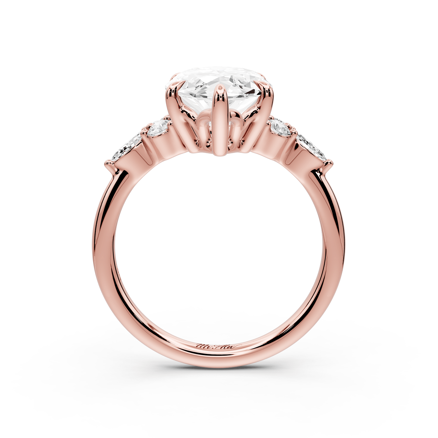 Sandi - 4ct 14k rose gold Marquise Floral Cluster Side-Stone Engagement Ring with Plain Band - Mr. Alex Jewelry