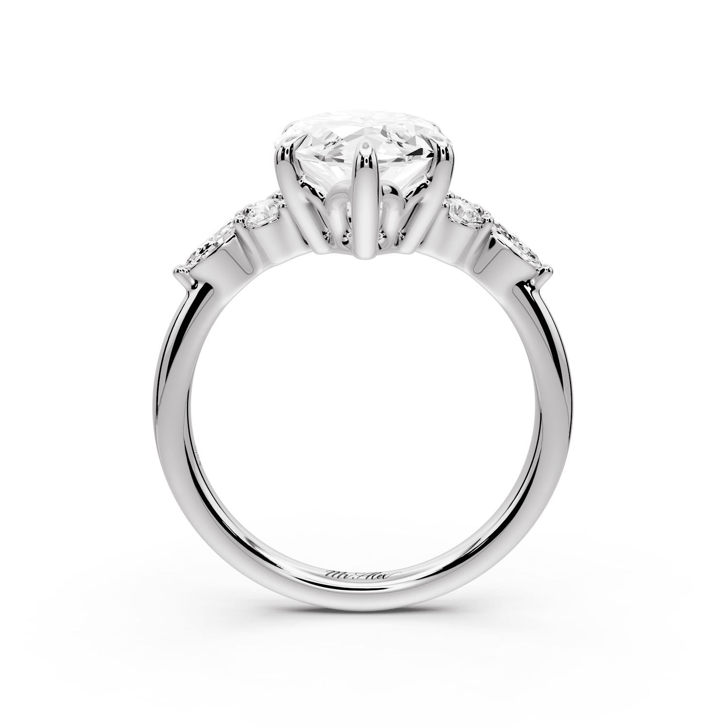 Sandi - 4ct 14k white gold Marquise Floral Cluster Side-Stone Engagement Ring with Plain Band - Mr. Alex Jewelry