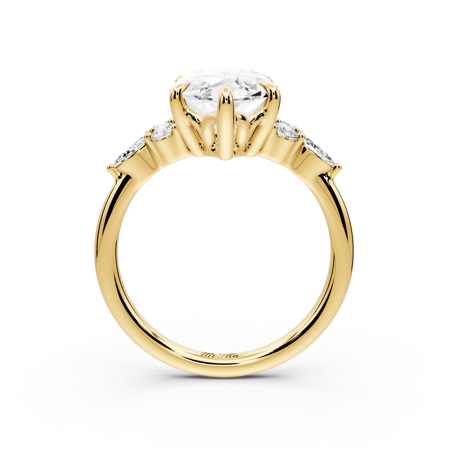 Sandi - 4ct 14k yellow gold Marquise Floral Cluster Side-Stone Engagement Ring with Plain Band - Mr. Alex Jewelry