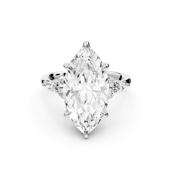 Sandi - 5ct 14k white gold Marquise Floral Cluster Side-Stone Engagement Ring with Plain Band - Mr. Alex Jewelry