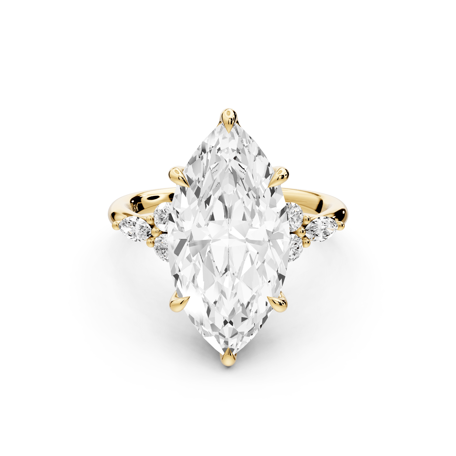 Sandi - 5ct 14k yellow gold Marquise Floral Cluster Side-Stone Engagement Ring with Plain Band - Mr. Alex Jewelry