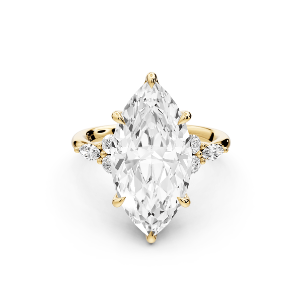 Sandi - 5ct 14k yellow gold Marquise Floral Cluster Side-Stone Engagement Ring with Plain Band - Mr. Alex Jewelry