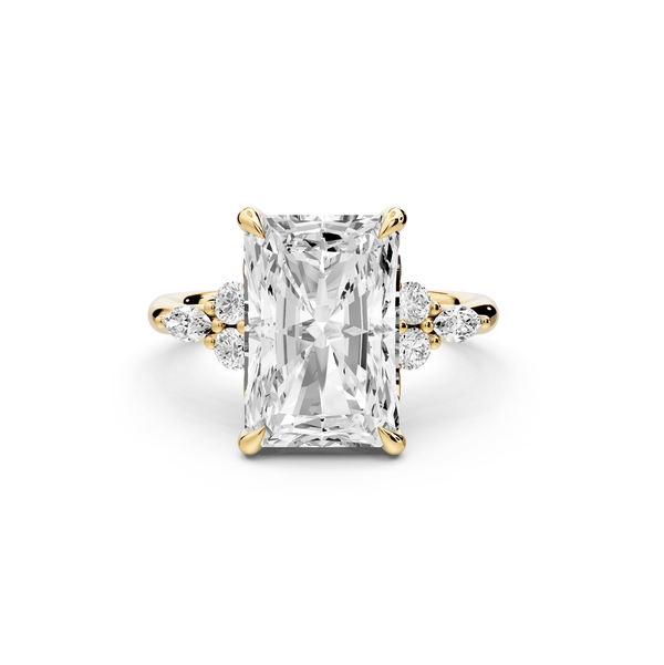 Sandi - 5ct 14k yellow gold Radiant Floral Cluster Side-Stone Engagement Ring with Plain Band - Mr. Alex Jewelry
