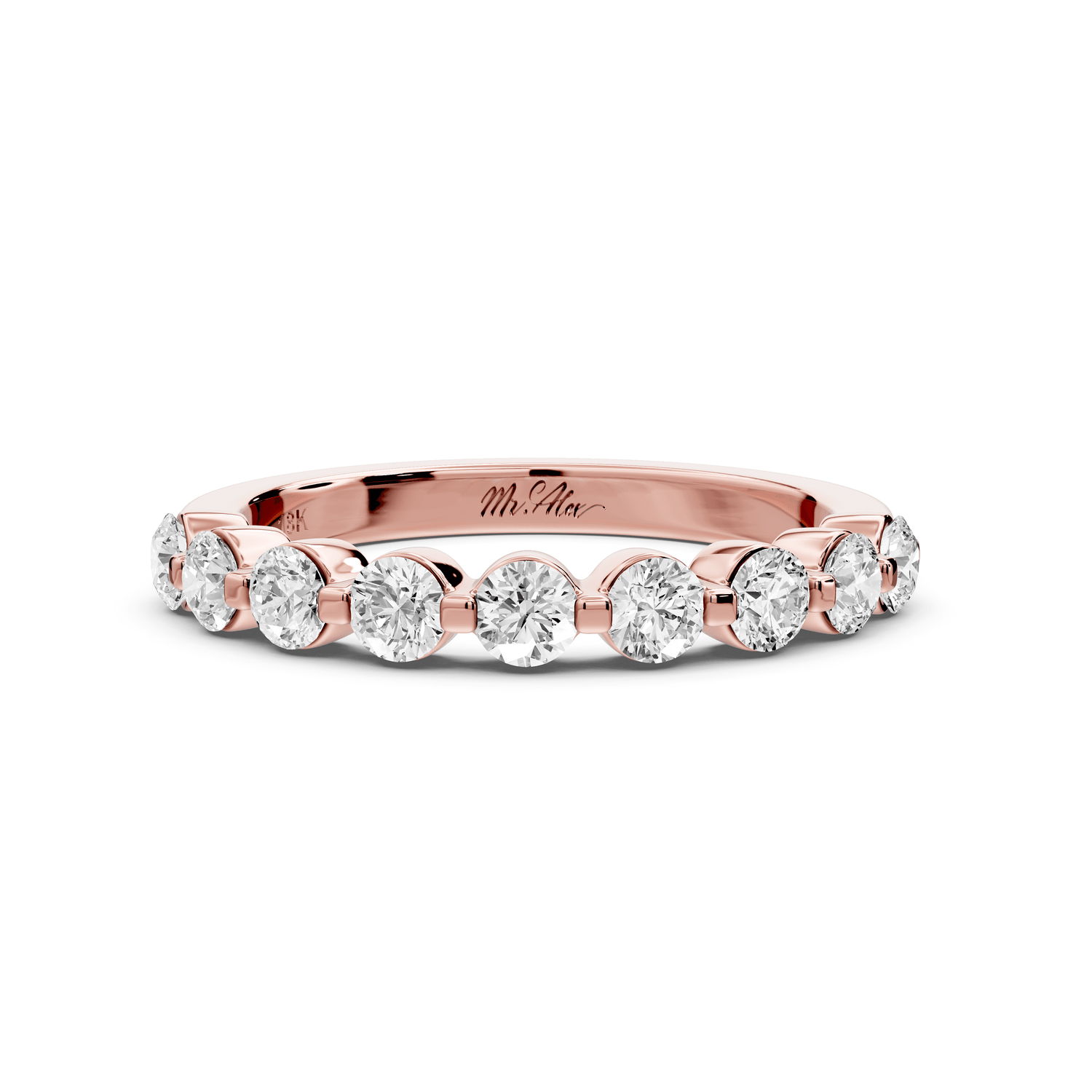 Sapir - 0.66ct 14k rose gold Shared-Prong Diamond Eternity Band Ring - Mr. Alex Jewelry