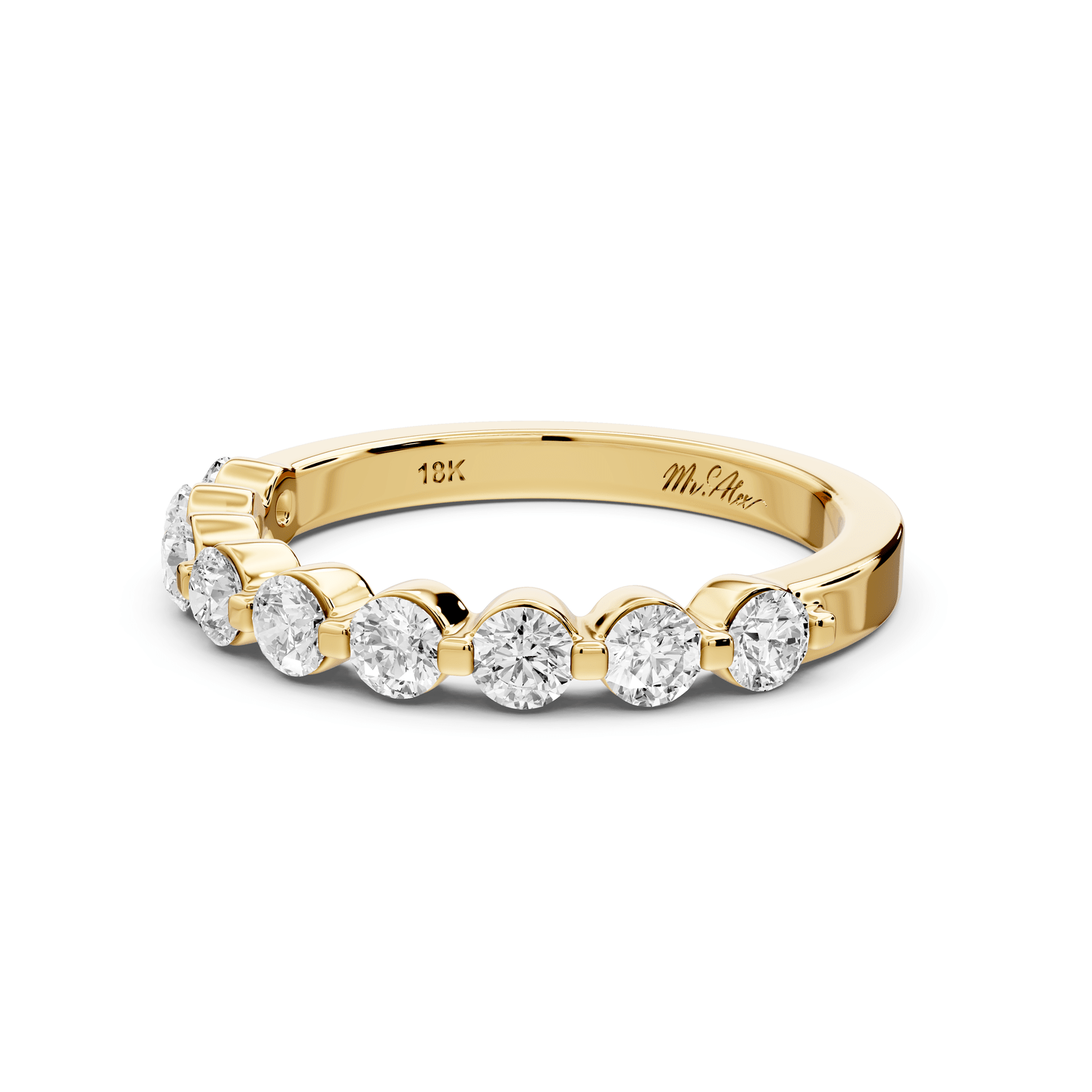 Sapir - 0.66ct 14k yellow gold Shared-Prong Diamond Eternity Band Ring - Mr. Alex Jewelry