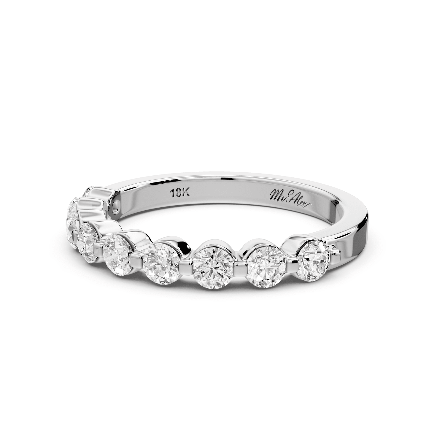 Sapir - 0.66ct 18k white gold Shared-Prong Diamond Eternity Band Ring - Mr. Alex Jewelry