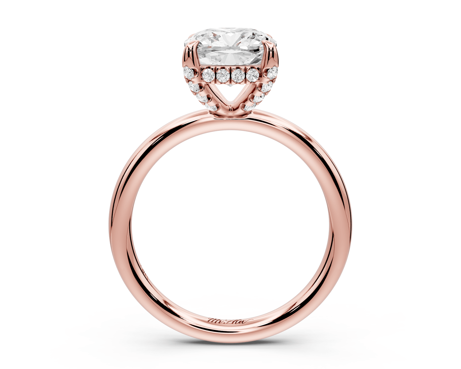 Shira - 2ct 14k rose gold cushion diamond with hidden halo and diamond crown talon prong solitaire engagement ring - Mr. Alex Jewelry