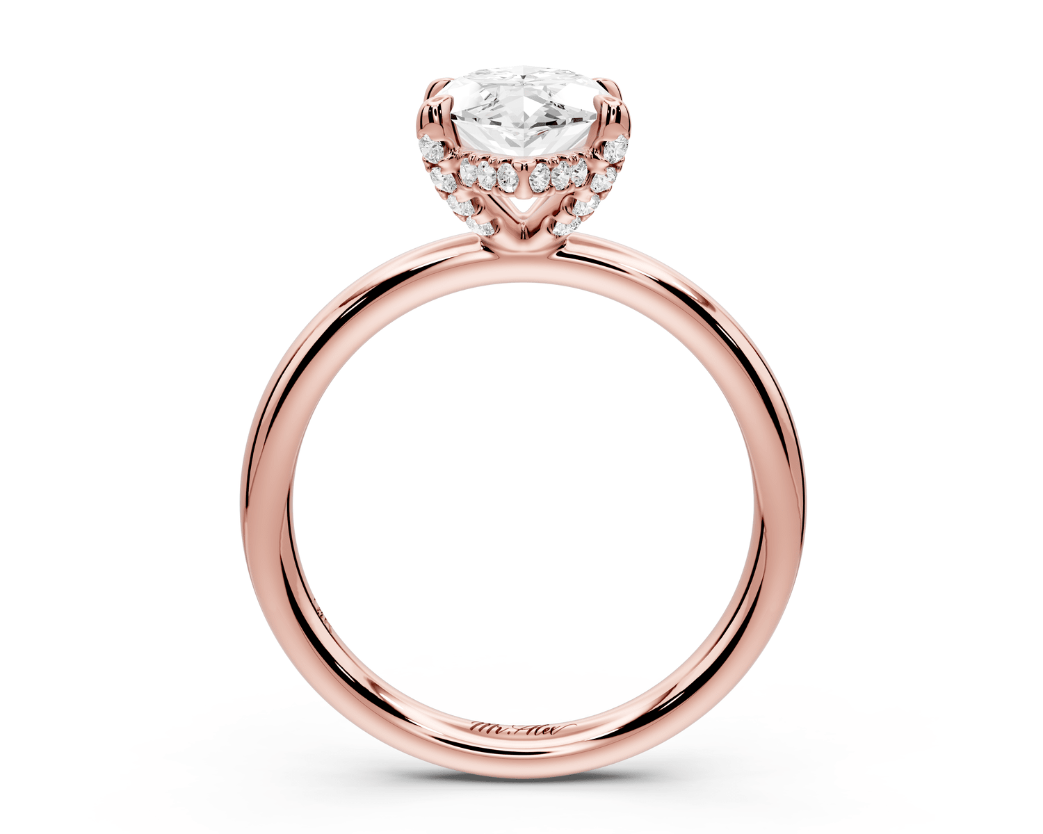 Shira - 2ct 14k rose gold marquise diamond with hidden halo and diamond crown talon prong solitaire engagement ring - Mr. Alex Jewelry