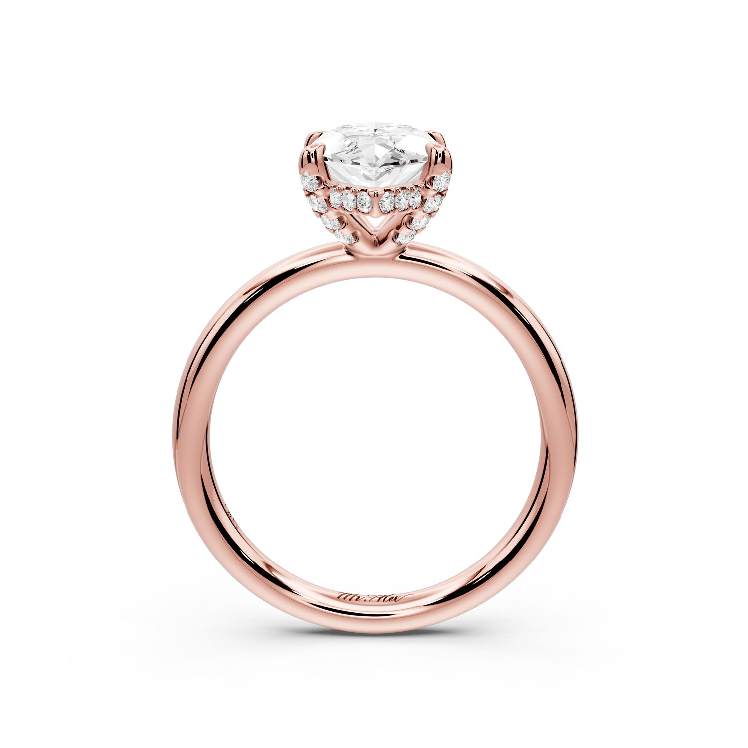 Shira - 2ct 14k rose gold marquise diamond with hidden halo and diamond crown talon prong solitaire engagement ring - Mr. Alex Jewelry