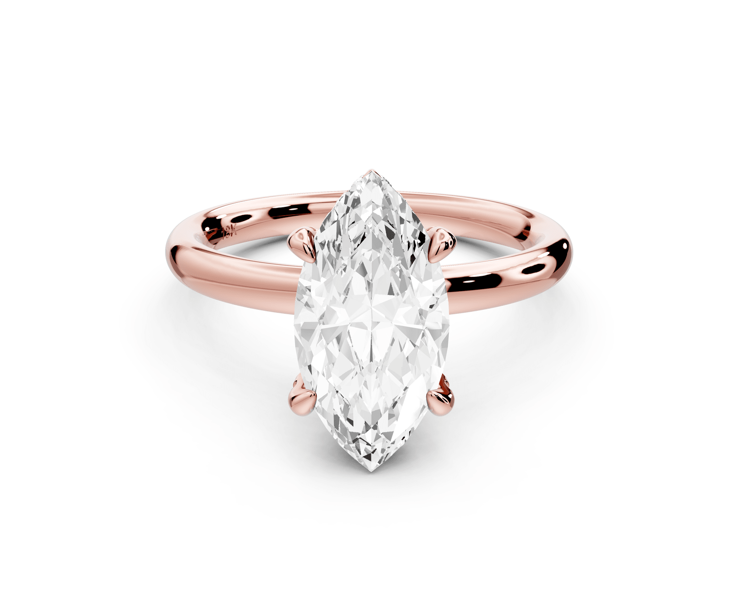 Shira - 2ct 14k rose gold marquise diamond with hidden halo and diamond crown talon prong solitaire engagement ring - Mr. Alex Jewelry