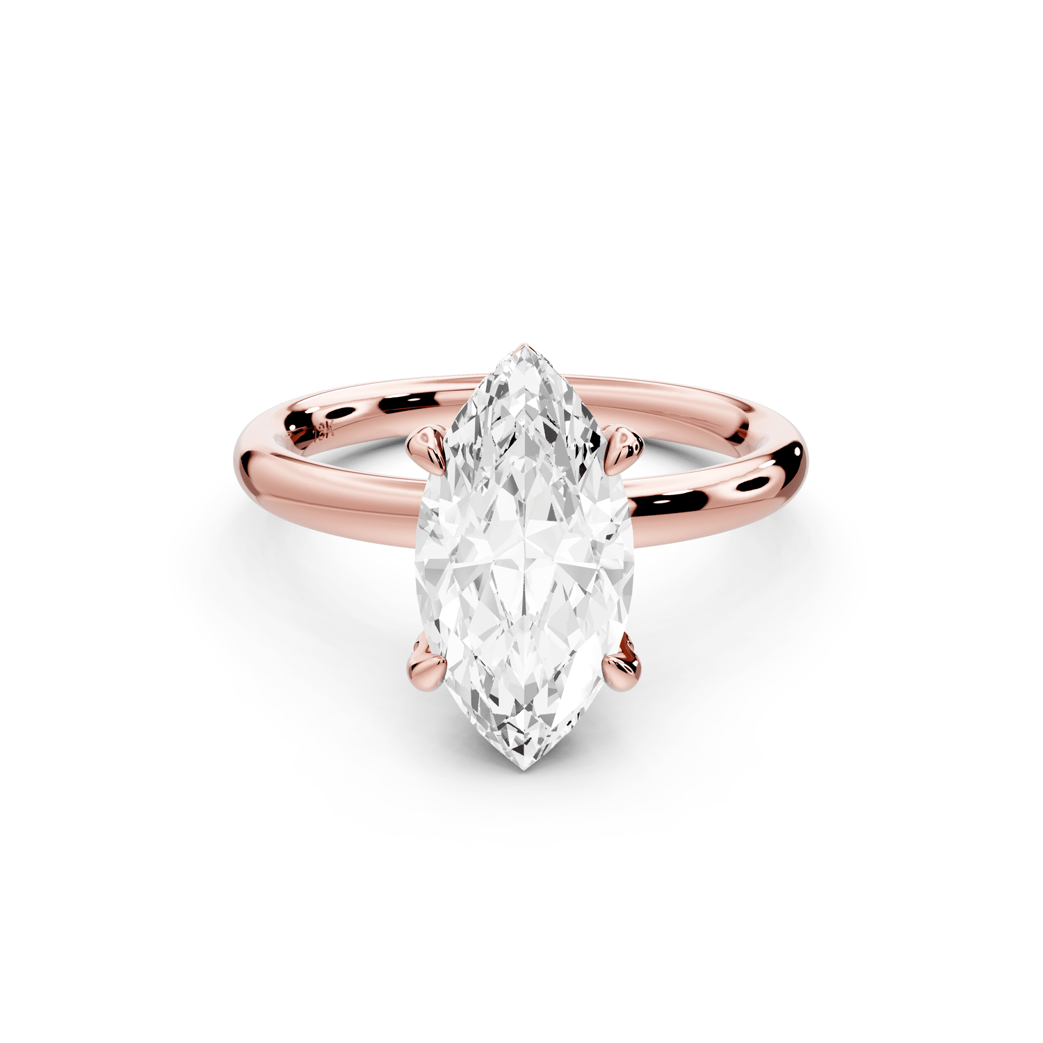 Shira - 2ct 14k rose gold marquise diamond with hidden halo and diamond crown talon prong solitaire engagement ring - Mr. Alex Jewelry