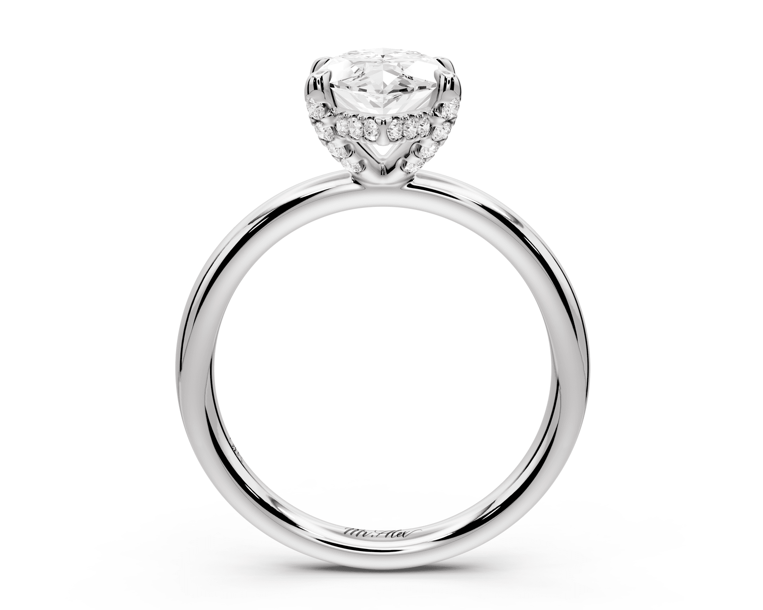 Shira - 2ct 14k white gold marquise diamond with hidden halo and diamond crown talon prong solitaire engagement ring - Mr. Alex Jewelry