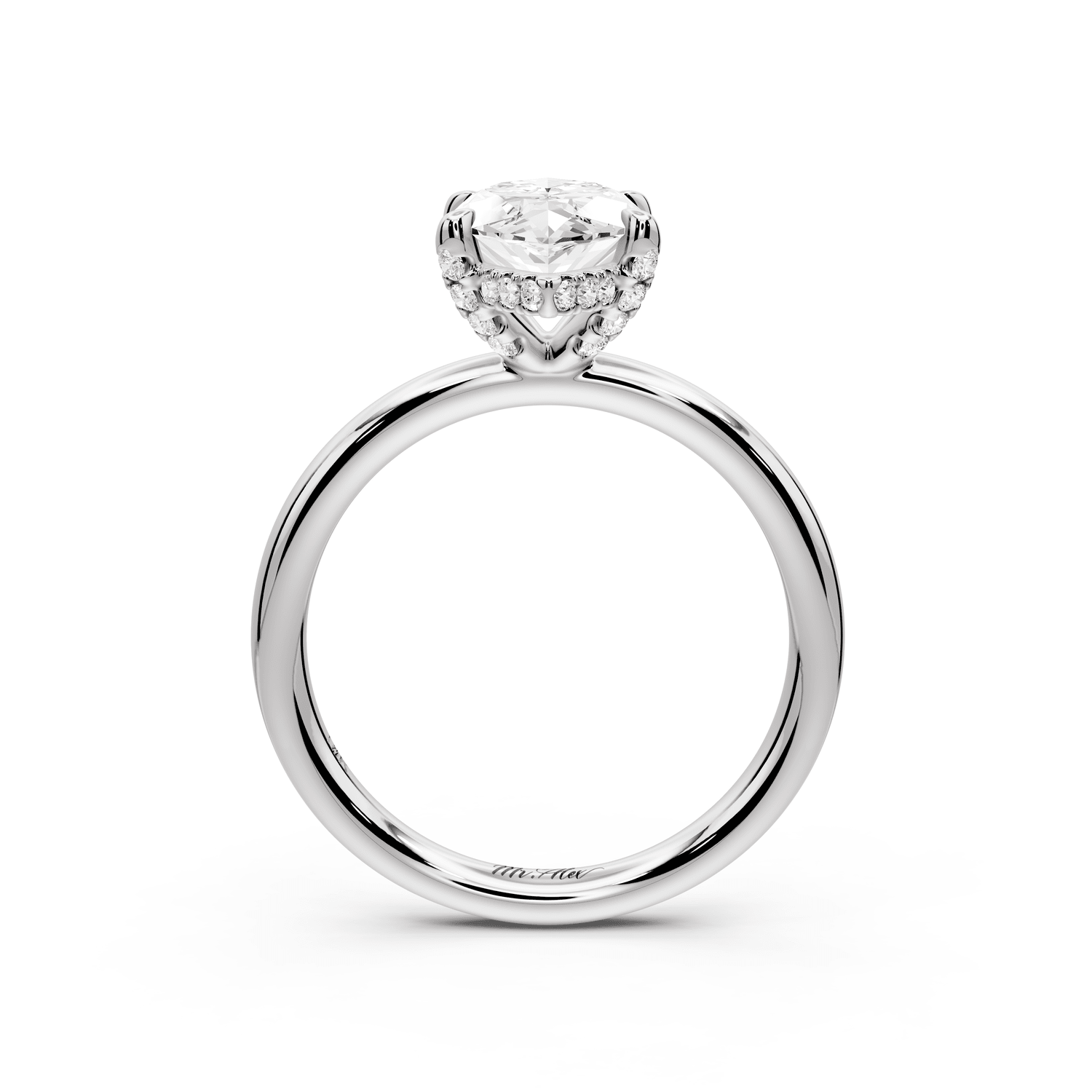 Shira - 2ct 14k white gold marquise diamond with hidden halo and diamond crown talon prong solitaire engagement ring - Mr. Alex Jewelry