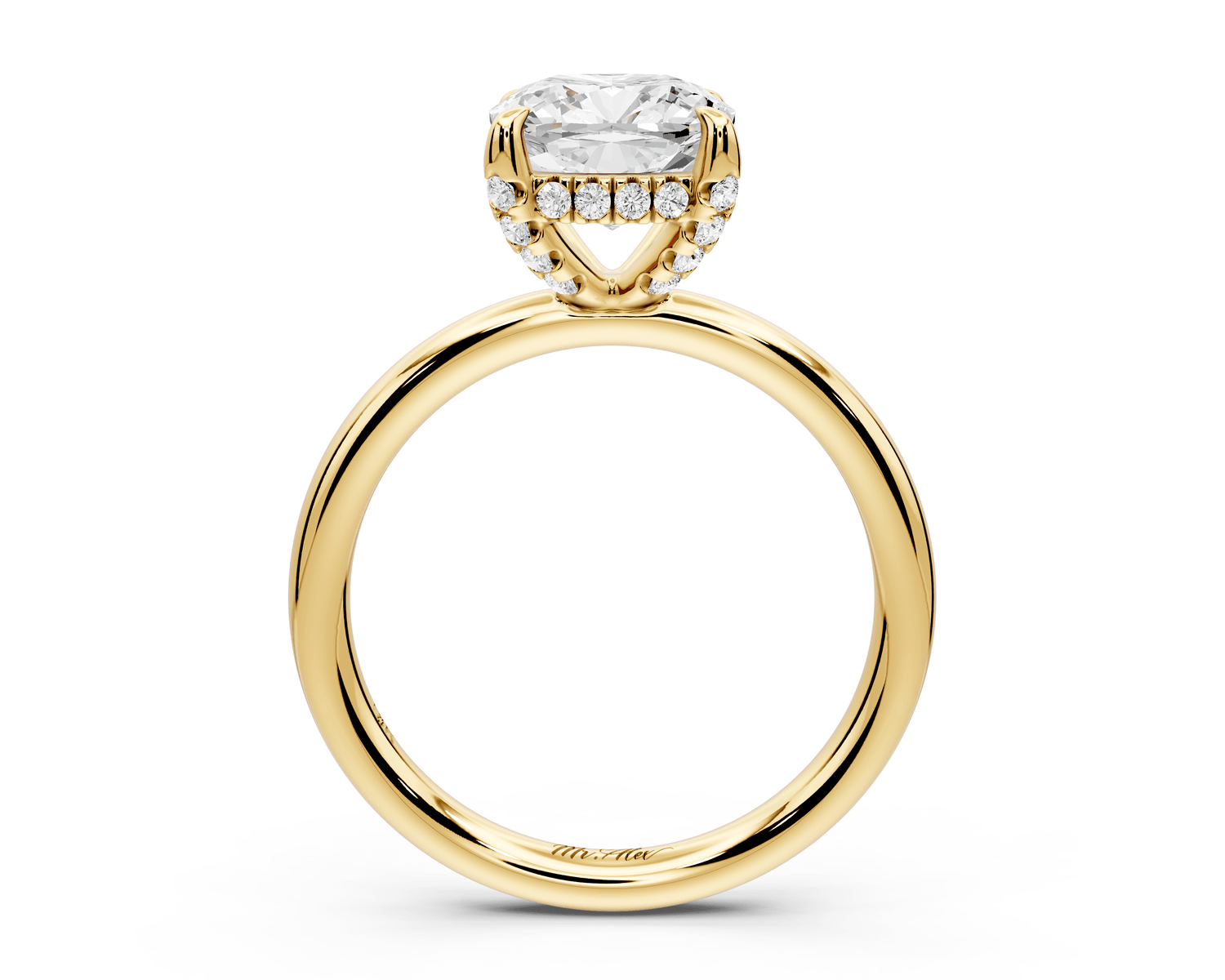 Shira - 2ct 14k yellow gold cushion diamond with hidden halo and diamond crown talon prong solitaire engagement ring - Mr. Alex Jewelry