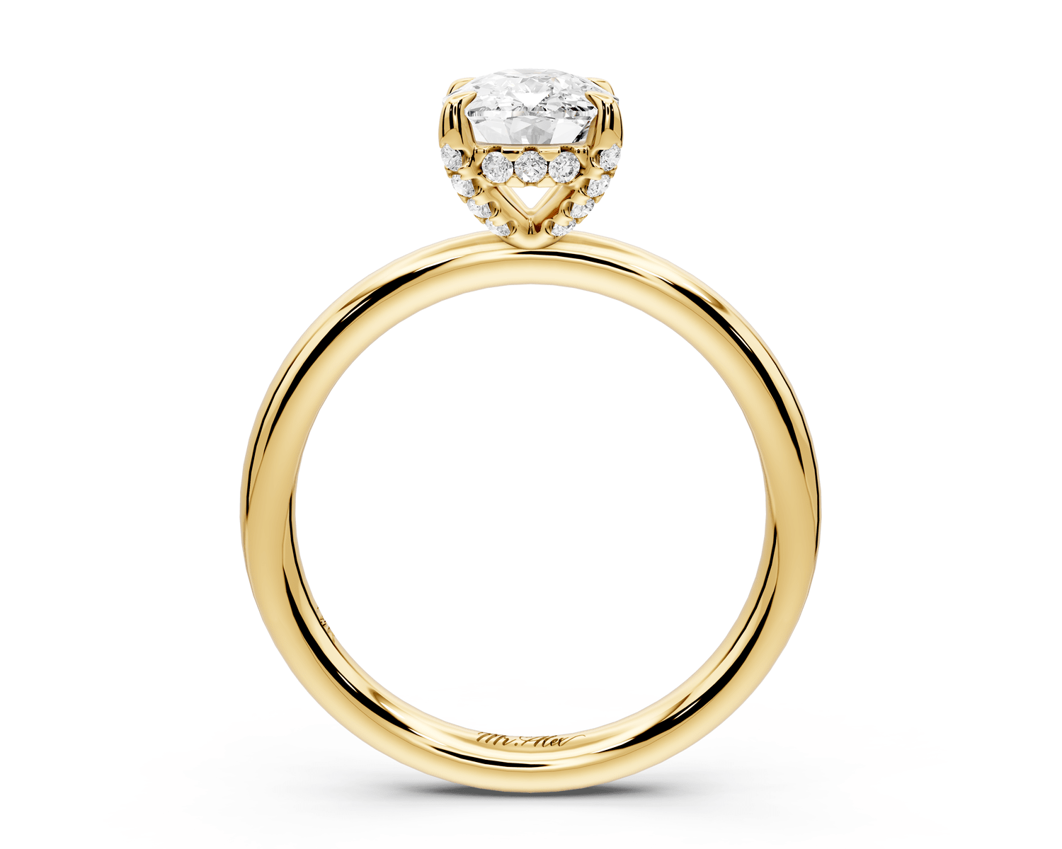 Shira - 2ct 14k yellow gold ecushion diamond with hidden halo and diamond crown talon prong solitaire engagement ring - Mr. Alex Jewelry