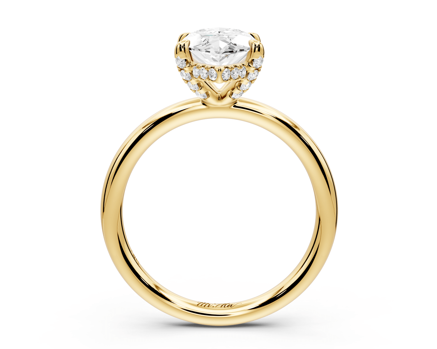 Shira - 2ct 14k yellow gold marquise diamond with hidden halo and diamond crown talon prong solitaire engagement ring - Mr. Alex Jewelry