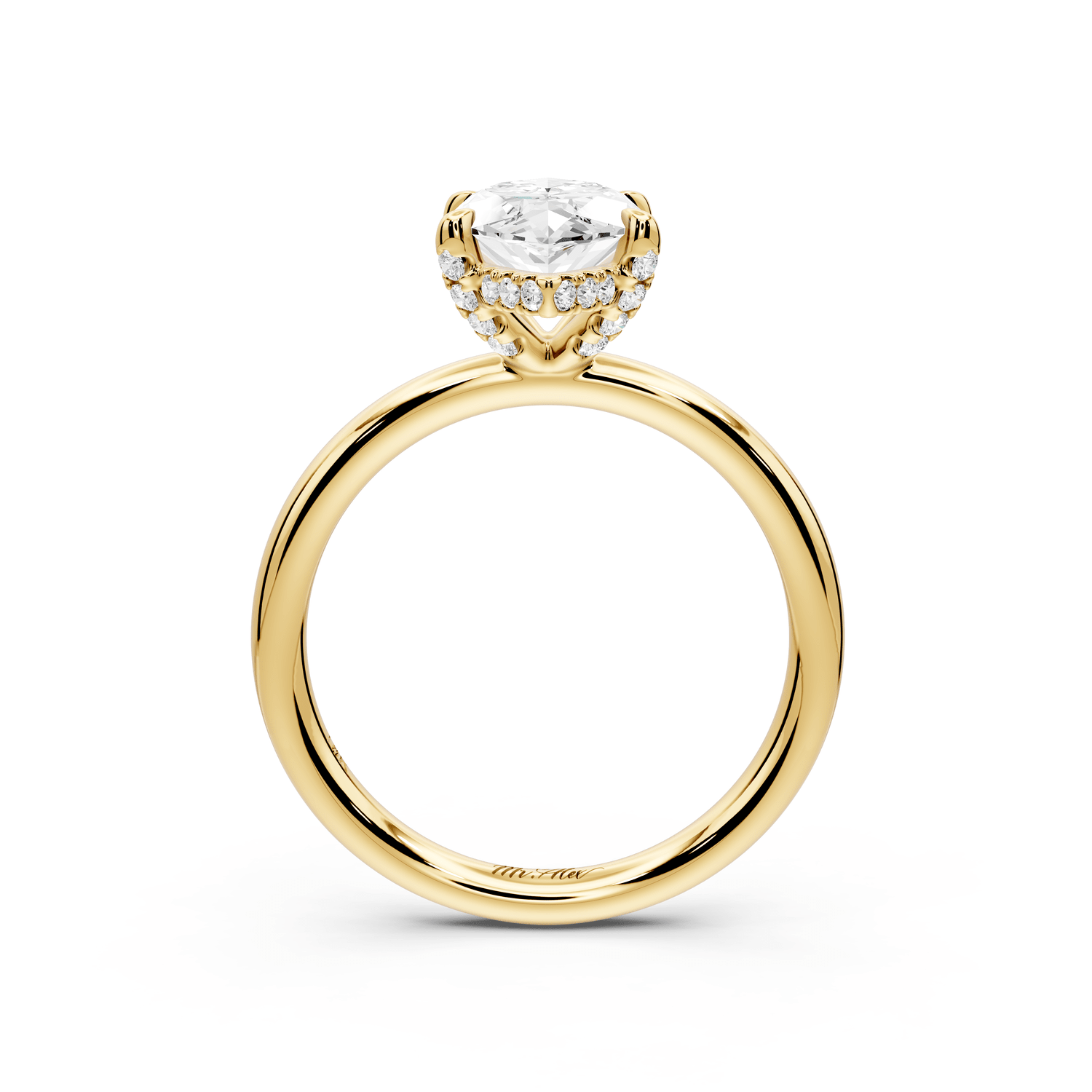 Shira - 2ct 14k yellow gold marquise diamond with hidden halo and diamond crown talon prong solitaire engagement ring - Mr. Alex Jewelry