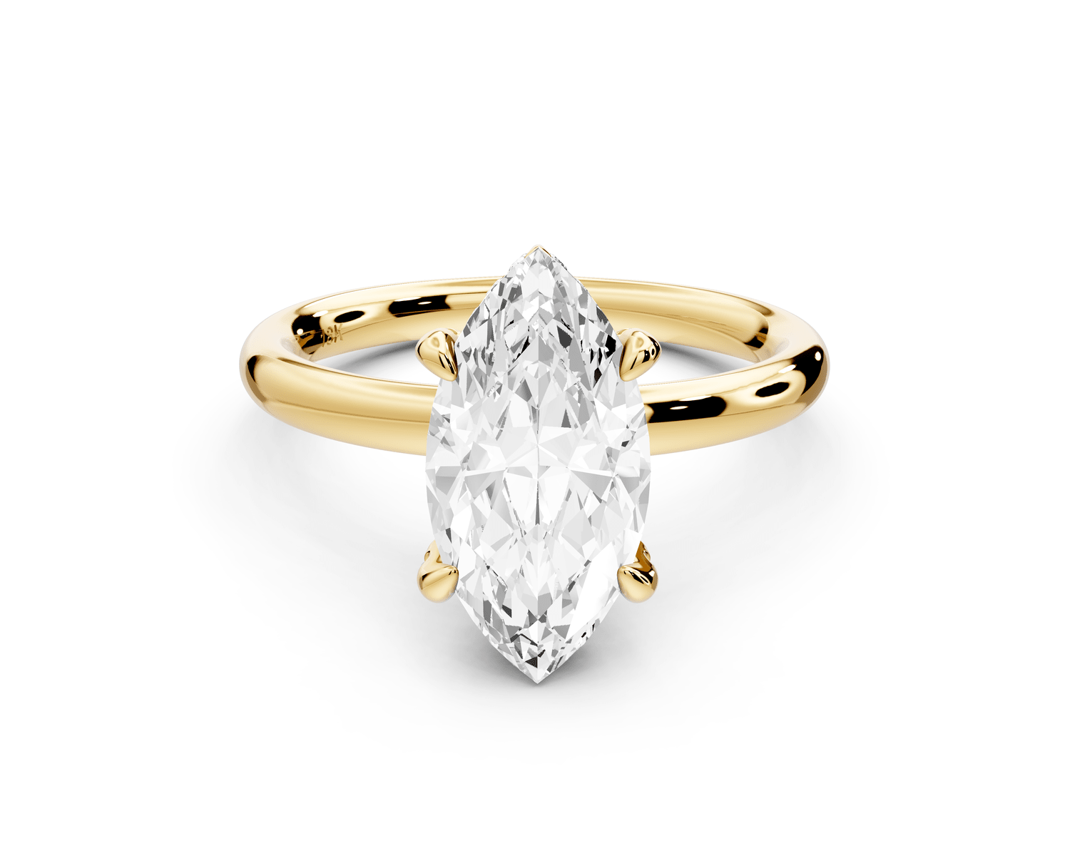 Shira - 2ct 14k yellow gold marquise diamond with hidden halo and diamond crown talon prong solitaire engagement ring - Mr. Alex Jewelry