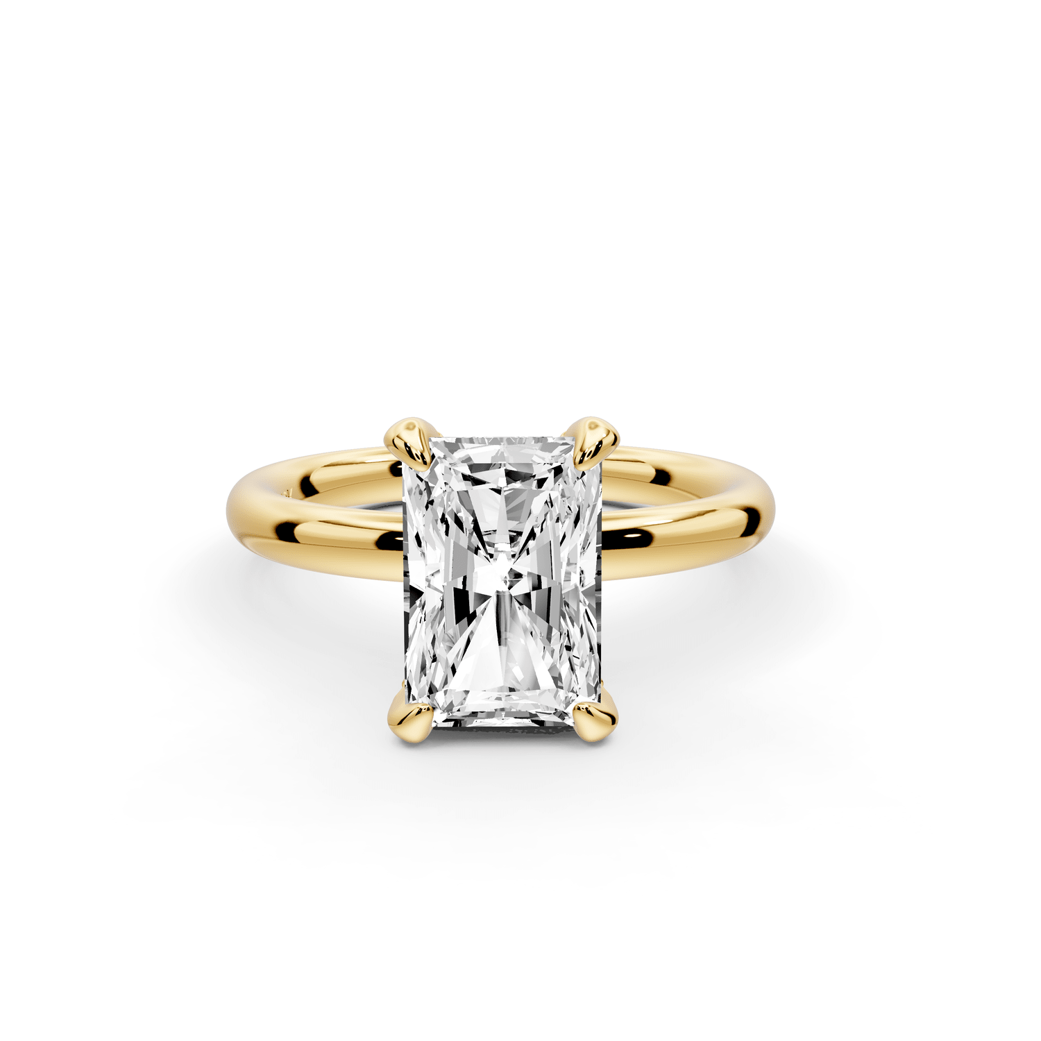 Shira - 2ct 14k yellow gold radiant diamond with hidden halo and diamond crown talon prong solitaire engagement ring - Mr. Alex Jewelry