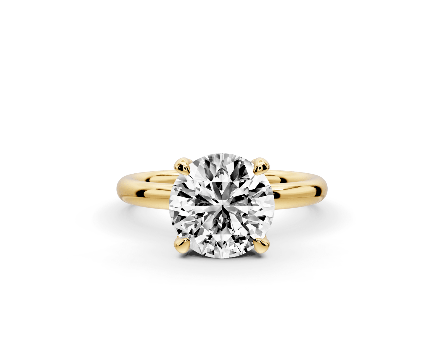 Shira - 2ct 14k yellow gold round diamond with hidden halo and diamond crown talon prong solitaire engagment ring - Mr. Alex Jewelry