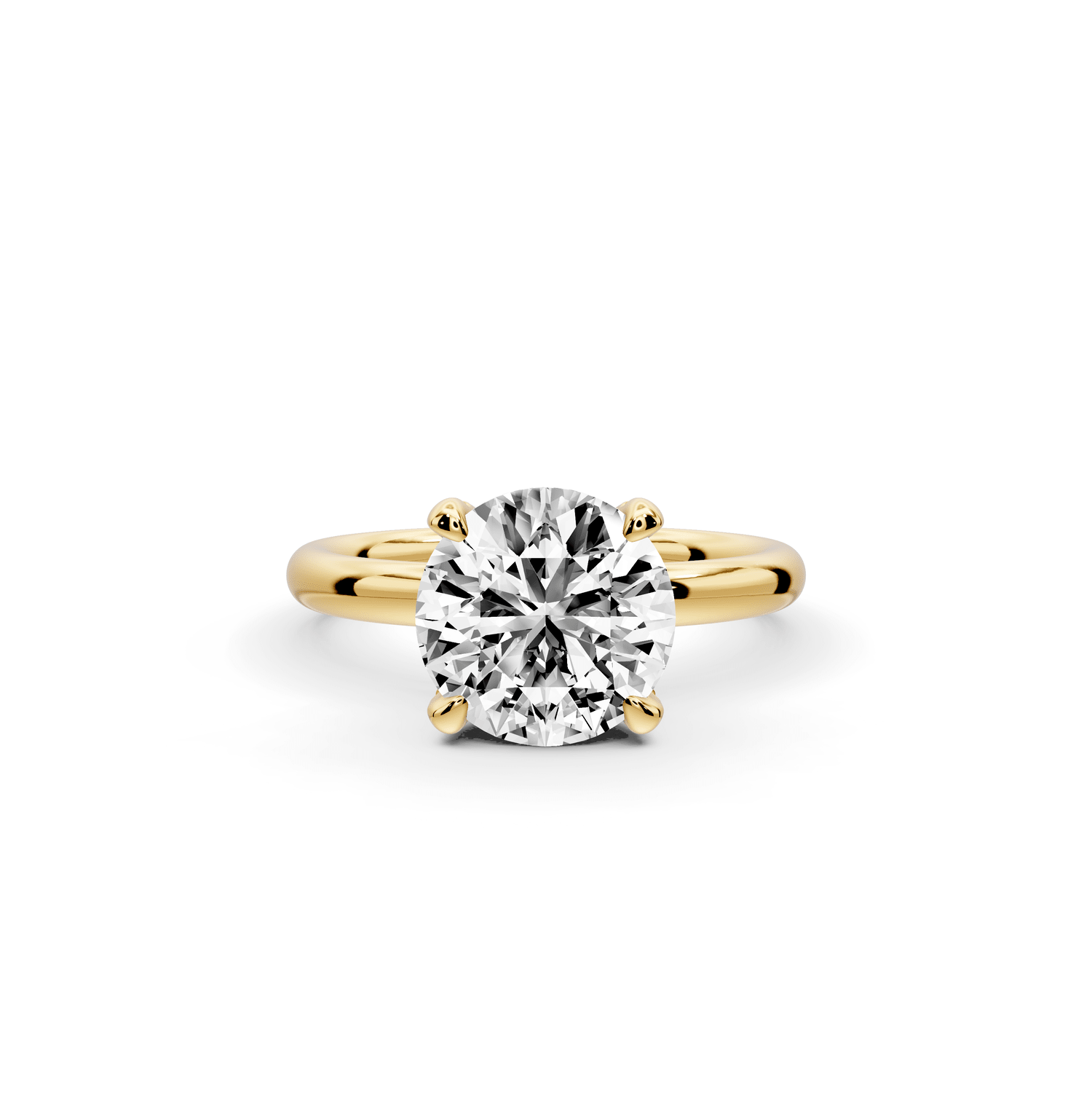 Shira - 2ct 14k yellow gold round diamond with hidden halo and diamond crown talon prong solitaire engagment ring - Mr. Alex Jewelry
