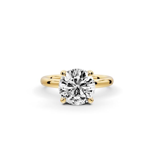 Shira - 2ct 14k yellow gold round diamond with hidden halo and diamond crown talon prong solitaire engagment ring - Mr. Alex Jewelry