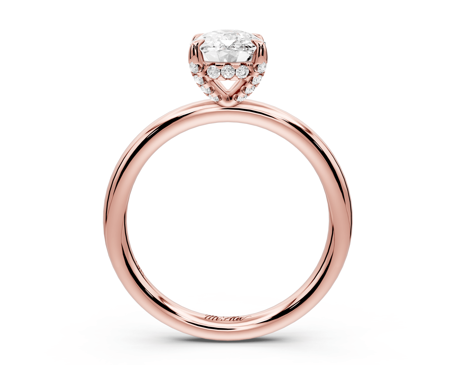 Shira - 2ct 18k rose gold ecushion diamond with hidden halo and diamond crown talon prong solitaire engagement ring - Mr. Alex Jewelry