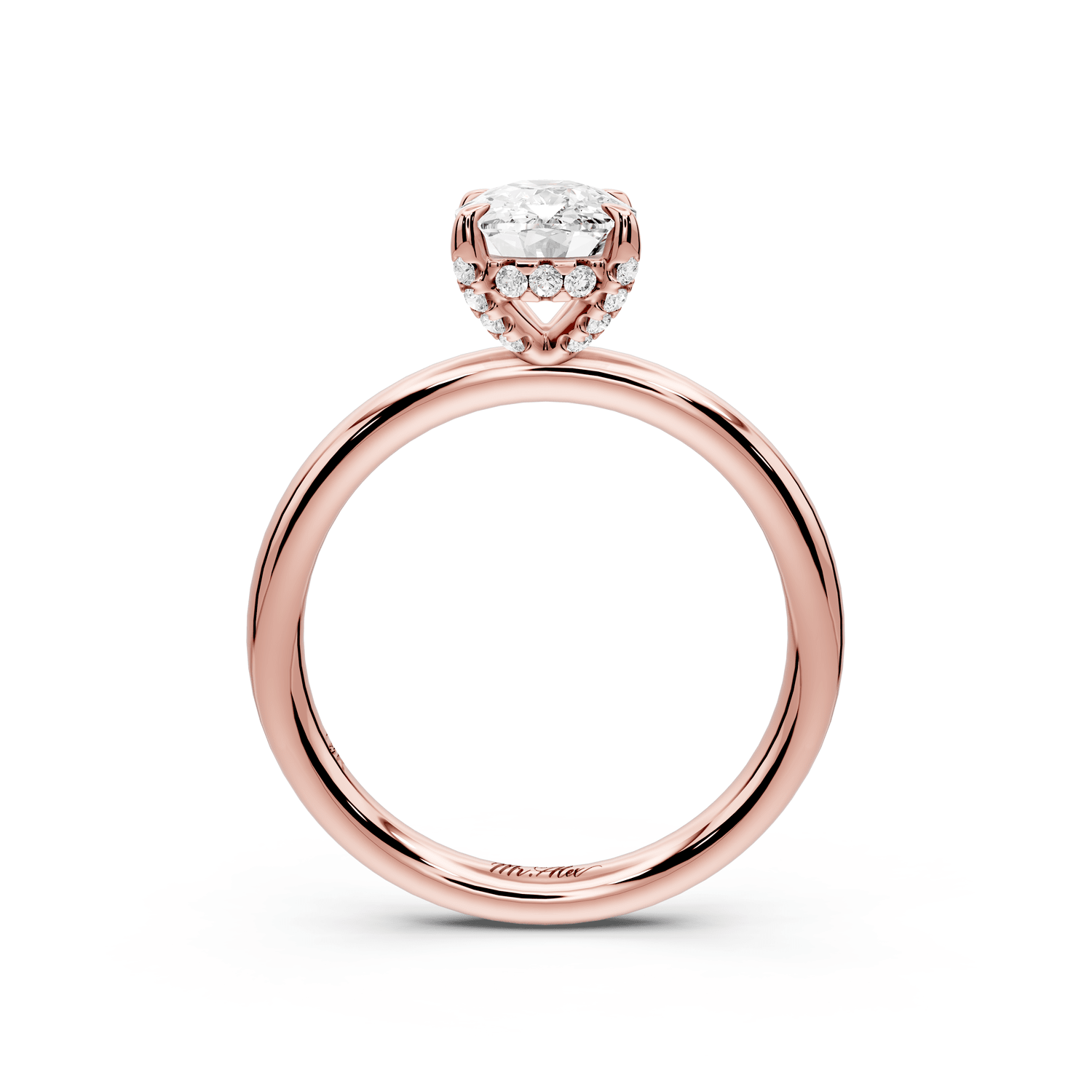 Shira - 2ct 18k rose gold ecushion diamond with hidden halo and diamond crown talon prong solitaire engagement ring - Mr. Alex Jewelry