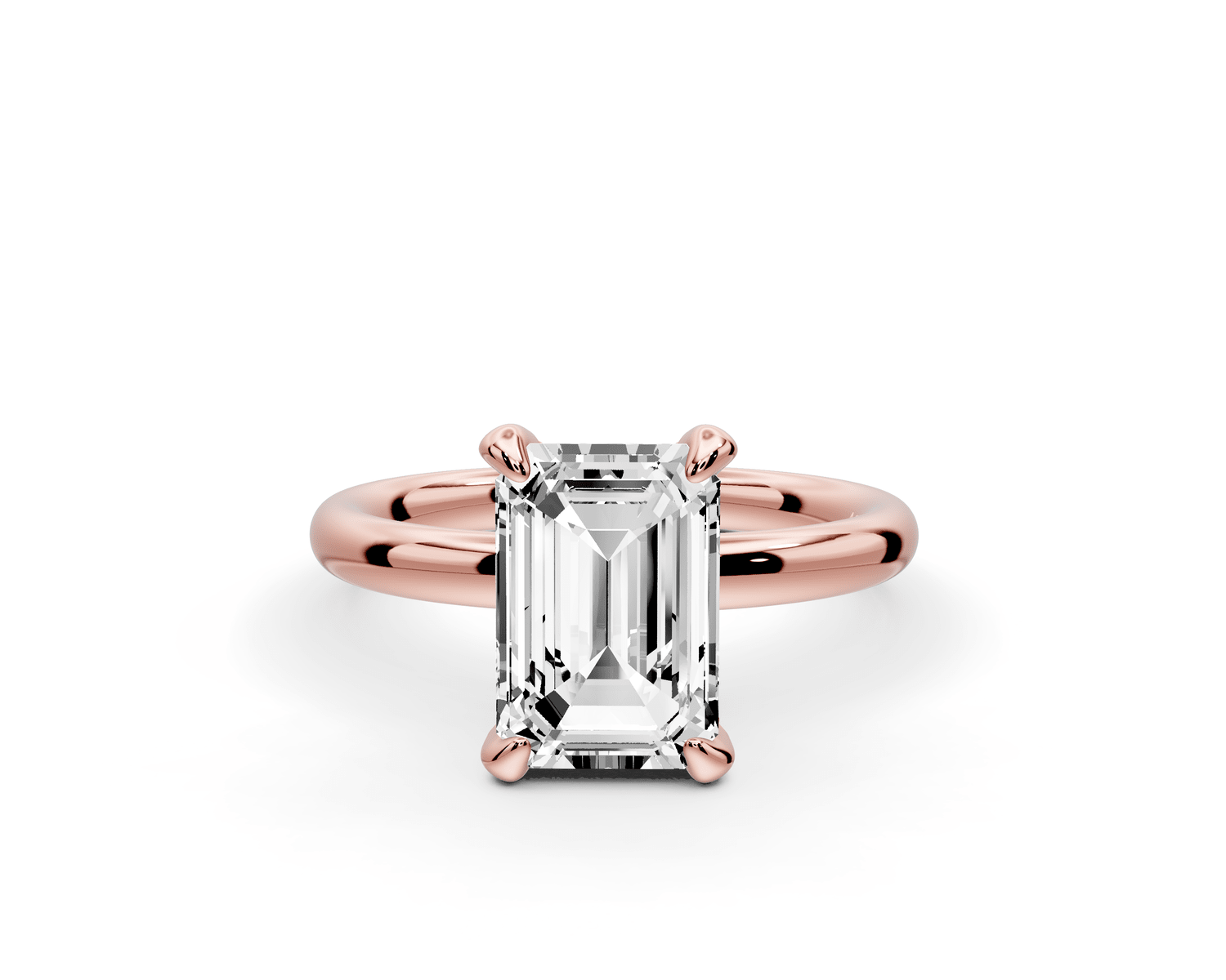 Shira - 2ct 18k rose gold emerald diamond with hidden halo and diamond crown talon prong solitaire engagment ring - Mr. Alex Jewelry