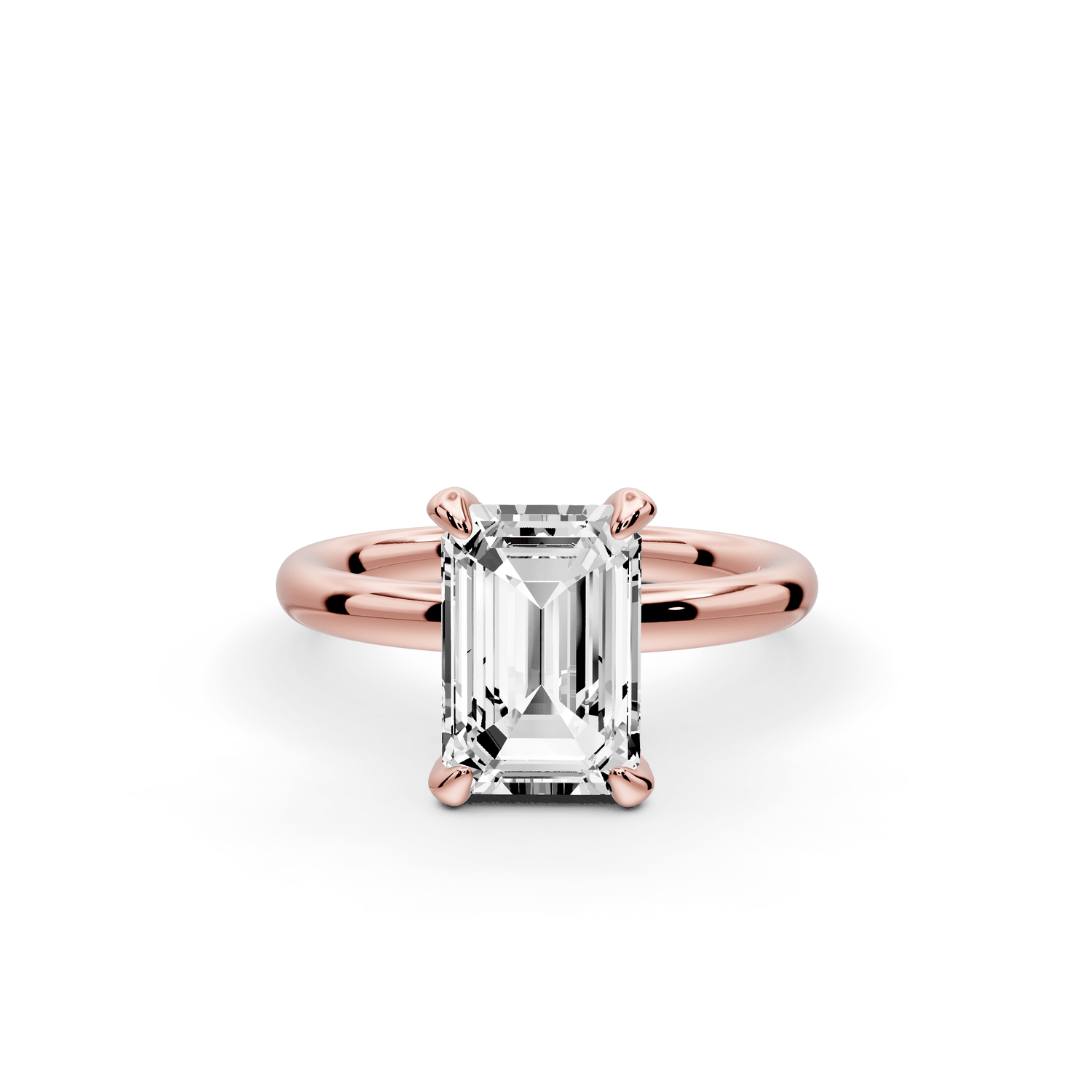 Shira - 2ct 18k rose gold emerald diamond with hidden halo and diamond crown talon prong solitaire engagment ring - Mr. Alex Jewelry