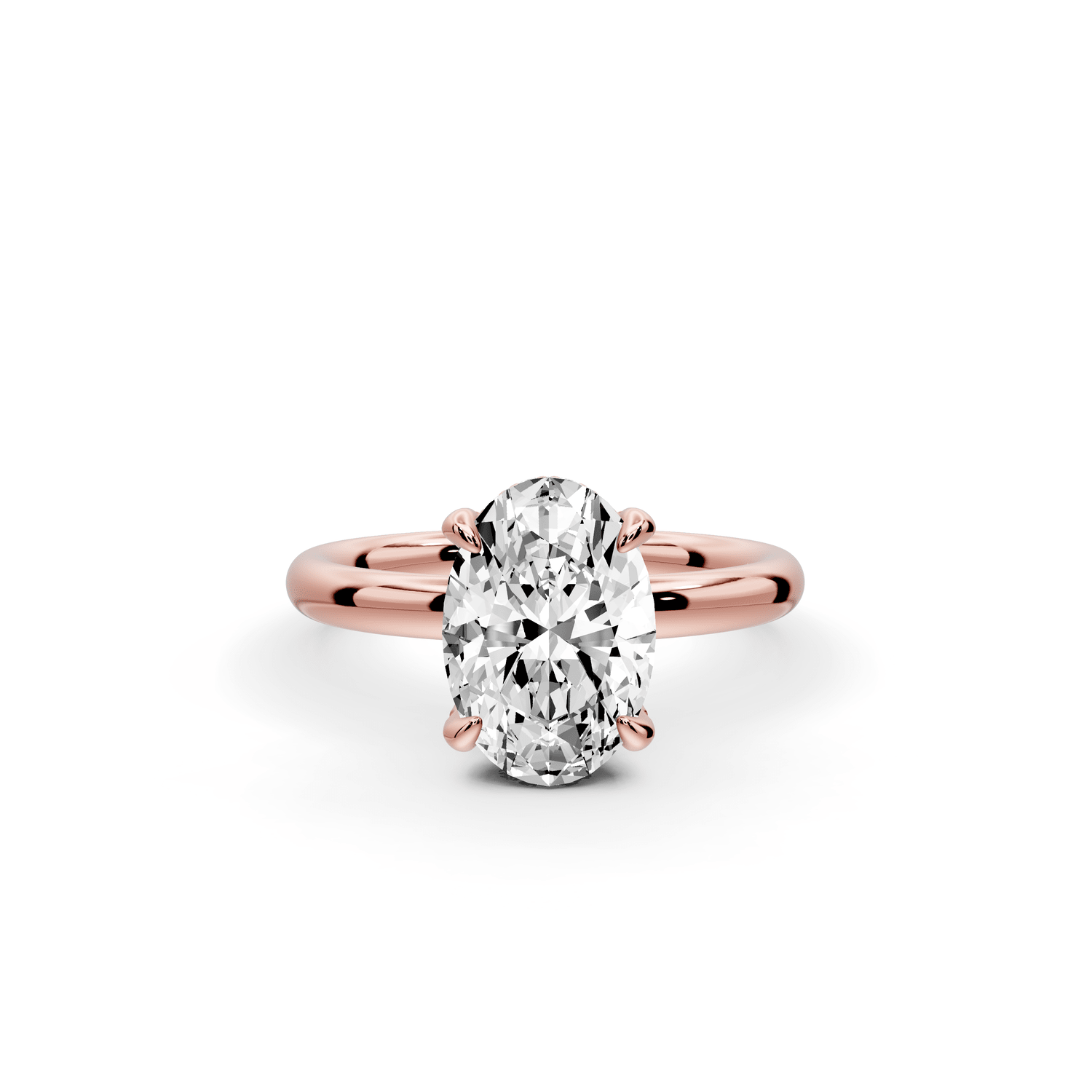 Shira - 2ct 18k rose gold oval diamond with hidden halo and diamond crown talon prong solitaire engagment ring - Mr. Alex Jewelry