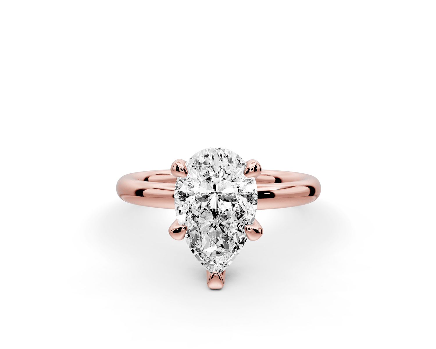 Shira - 2ct 18k rose gold pear diamond with hidden halo and diamond crown talon prong solitaire engagment ring - Mr. Alex Jewelry
