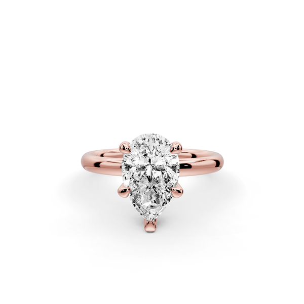 Shira - 2ct 18k rose gold pear diamond with hidden halo and diamond crown talon prong solitaire engagment ring - Mr. Alex Jewelry