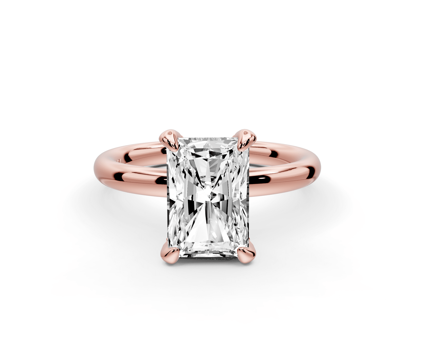 Shira - 2ct 18k rose gold radiant diamond with hidden halo and diamond crown talon prong solitaire engagement ring - Mr. Alex Jewelry