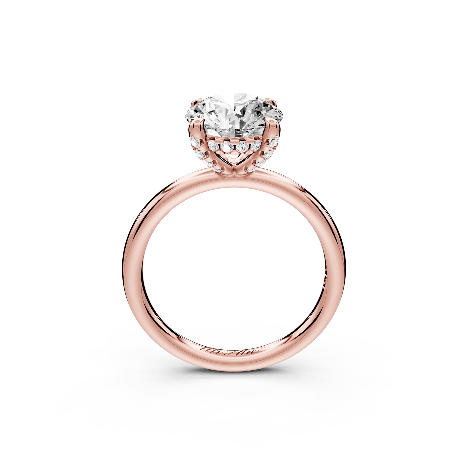 Shira - 2ct 18k rose gold round diamond with hidden halo and diamond crown talon prong solitaire engagment ring - Mr. Alex Jewelry