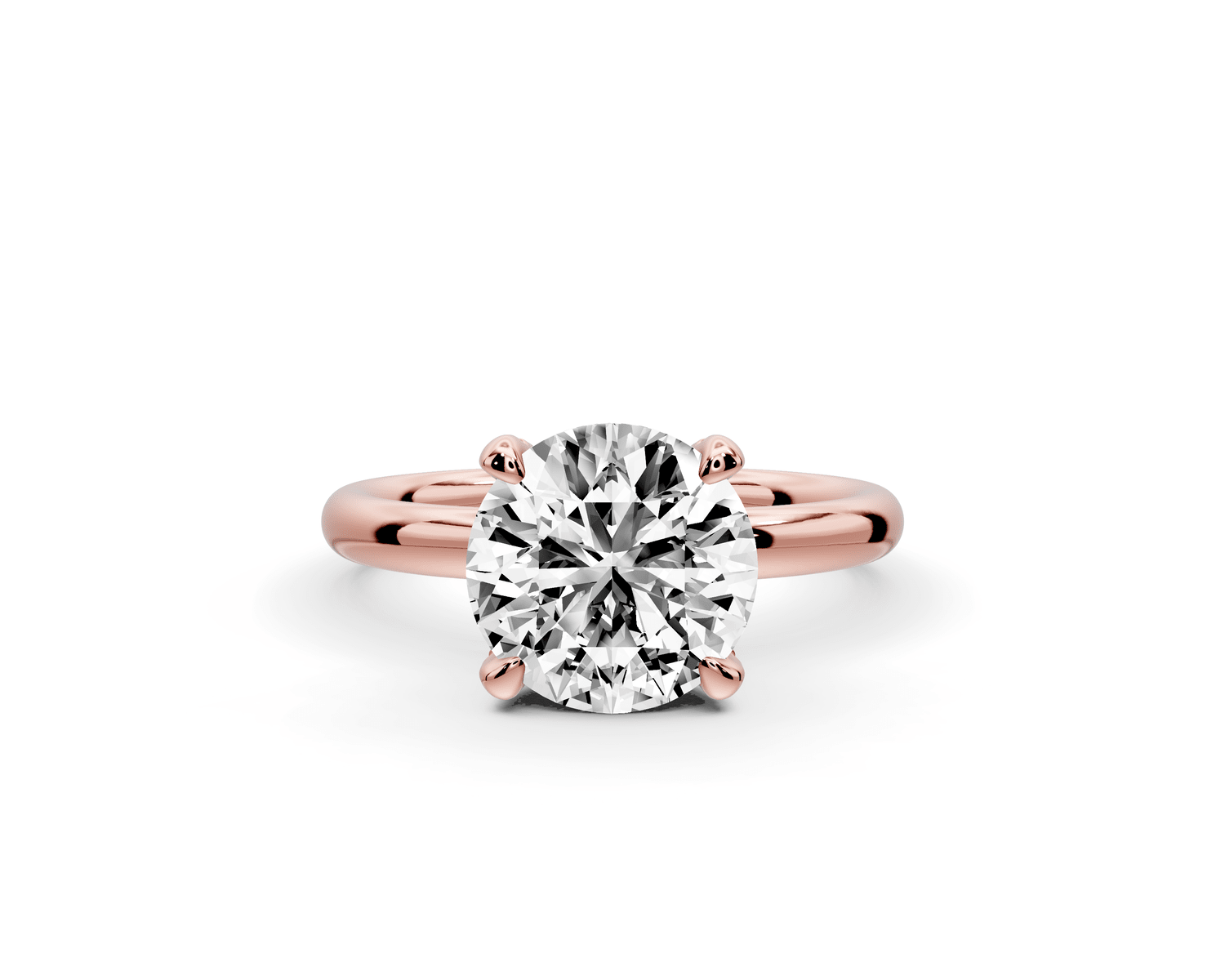 Shira - 2ct 18k rose gold round diamond with hidden halo and diamond crown talon prong solitaire engagment ring - Mr. Alex Jewelry