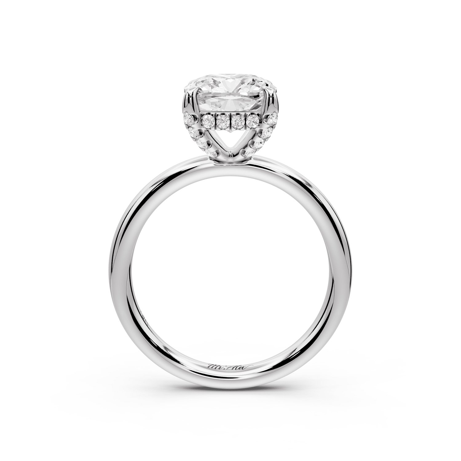 Shira - 2ct 18k white gold cushion diamond with hidden halo and diamond crown talon prong solitaire engagement ring - Mr. Alex Jewelry