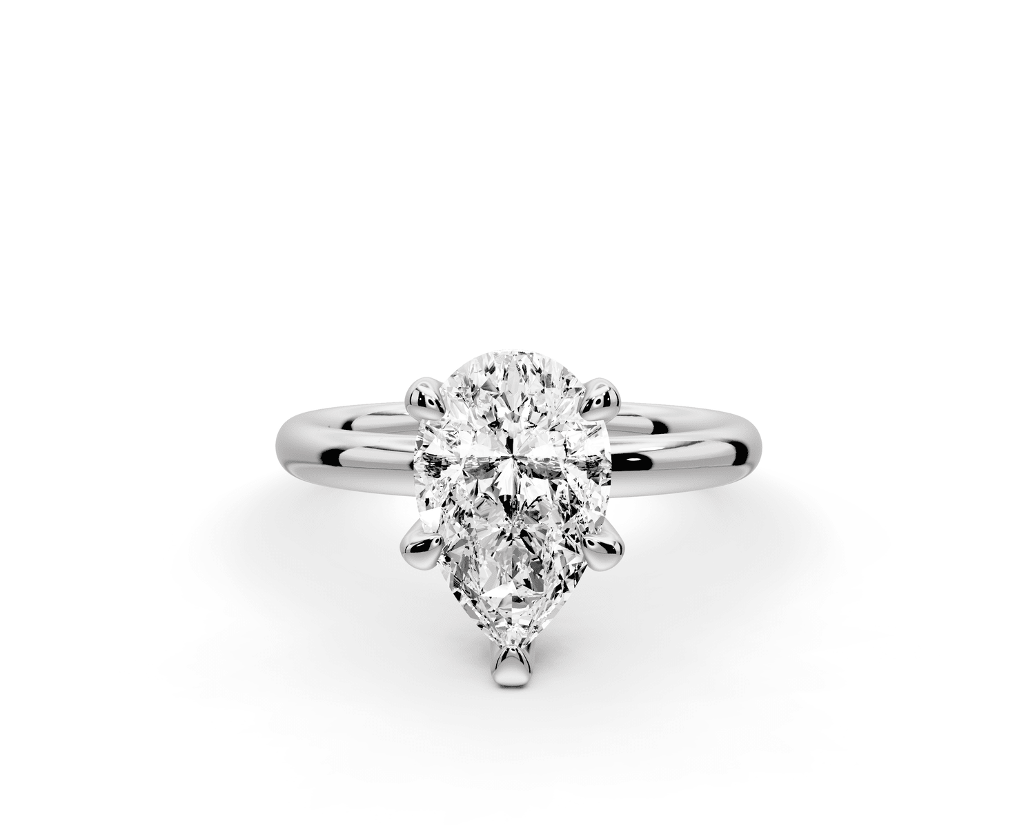 Shira - 2ct 18k white gold pear diamond with hidden halo and diamond crown talon prong solitaire engagment ring - Mr. Alex Jewelry